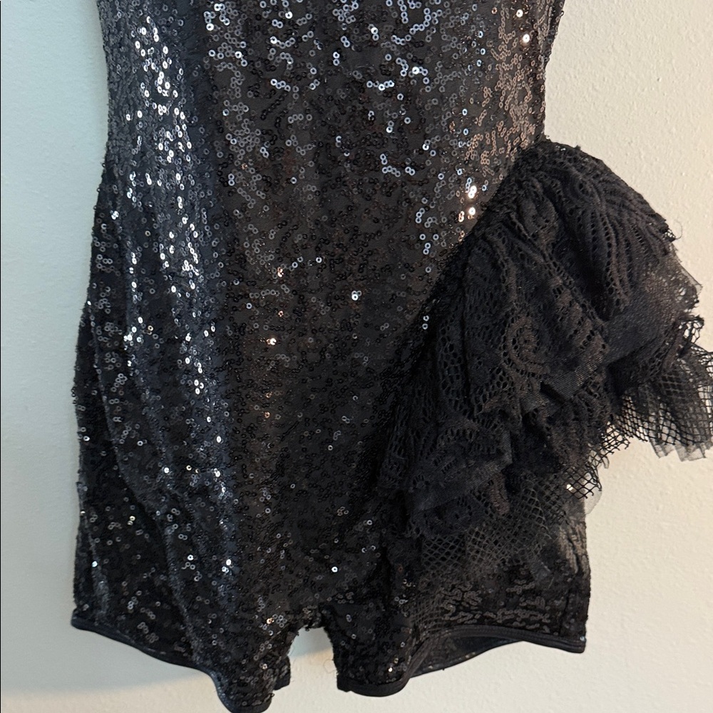 Elegant Black Lace Sequin Dress EUC M - Picture 2 of 6